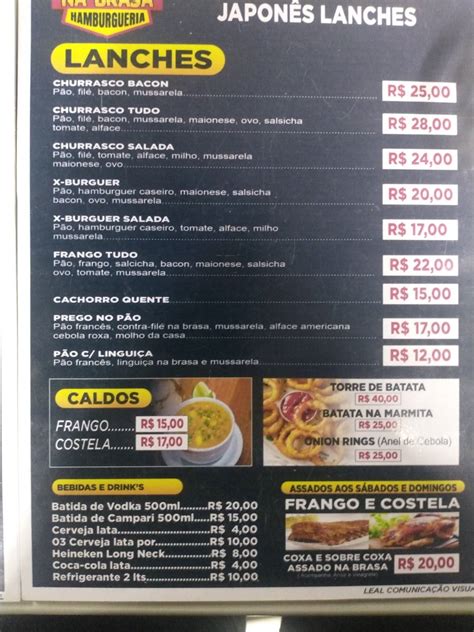 Menu Em Na Brasa Hamburgueria Pub Bar Iturama