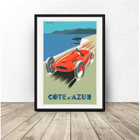 Plakat W Stylu Retro Cote Azur Rozmiar A4 210mm X 297mm