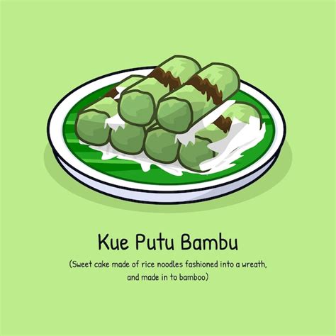 Premium Vector Kue Putu Or Sweet Coconut Cake With Brown Sugar Cooked