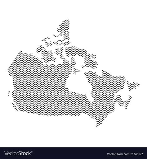 Canada Map Country Abstract Silhouette Of Wavy Vector Image