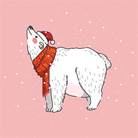 Premium Vector Cute Polar Bear Celebrating Christmas