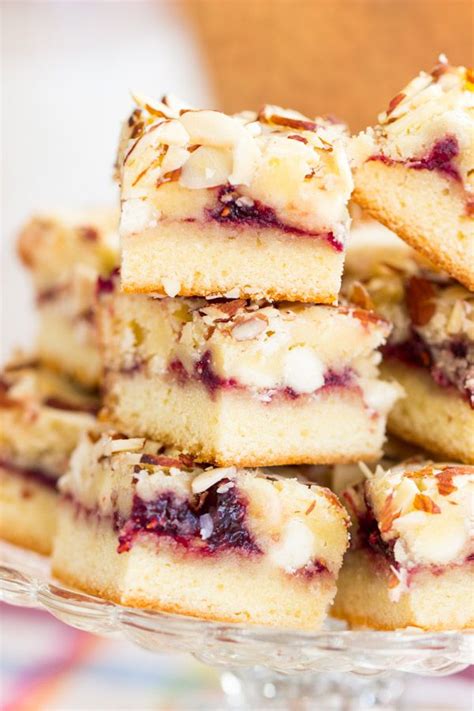 Raspberry White Chocolate Almond Bars Layers Of Almond And White