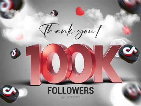 Premium PSD Thank You 100k Followers On TikTok PSD Social Media