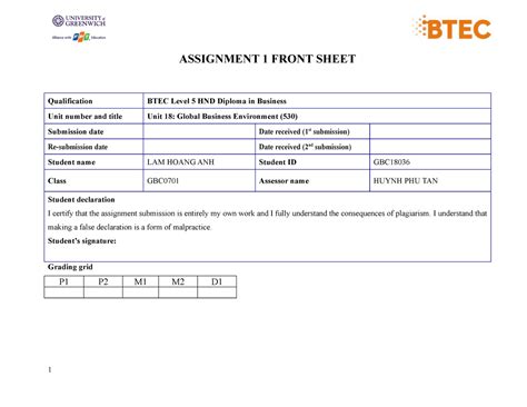 As Anhlhgbc Docx Docx Assignment Front Sheet