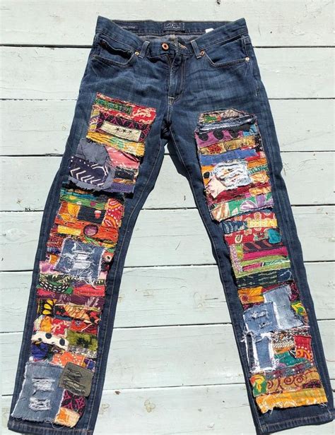 Custom Patchwork Jeans Kantha Made To Order Patchwork Hippie Boho Denim