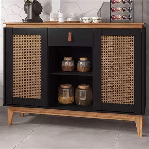 Aparador Buffet Diamante Portas Gaveta Preto Noce Casa Cor Preto