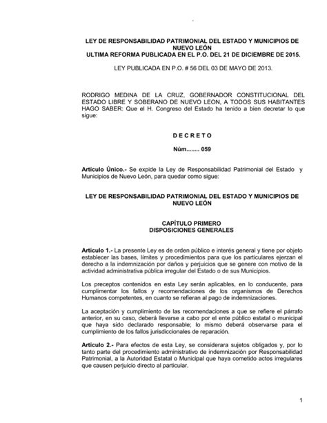 Ley De Responsabilidad Patrimonial Del Estado Y Municipios