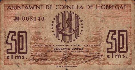 50 Céntimos Cornellà de Llobregat Espagne Monnaie de nécessité