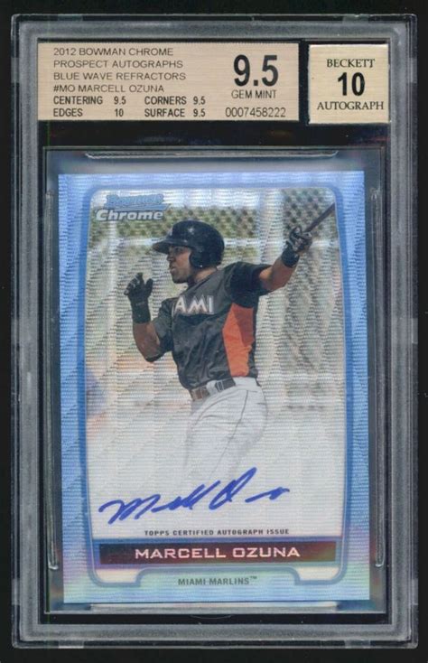 2012 Bowman Chrome Prospect Autographs Blue Wave Refractors Mo Marcell