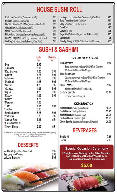 Kobe Japanese Steakhouse And Sushi Bar Menu In Montgomery Alabama Usa