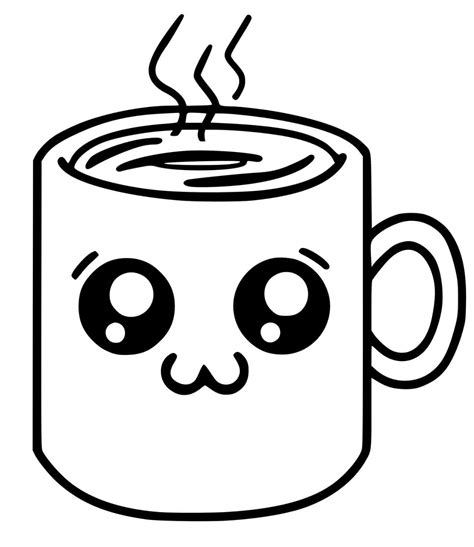 Coloriage Tasse à Café Kawaii Télécharger Et Imprimer Gratuit Sur