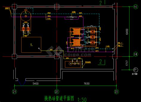 鄂尔多斯某小区换热站cad设计施工平剖图纸住宅小区土木在线