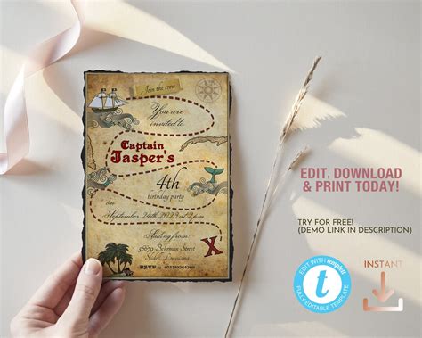 Pirate Invitation, Pirate Invitations, Pirate Birthday, Kids Printable ...