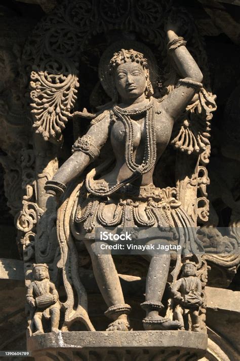 Stone Sculpture Of Beautiful Female With Selective Focus 12th Century