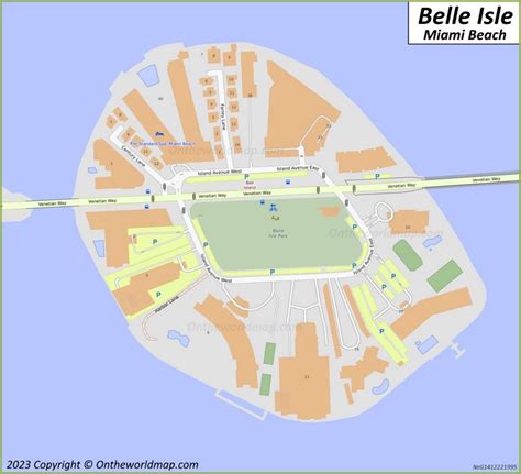 Belle Isle Map | Venetian Islands, Miami Beach, Florida, U.S. - Ontheworldmap.com