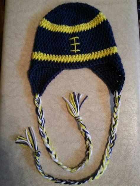 Items similar to Football hat, crochet football hat, Michigan football ...