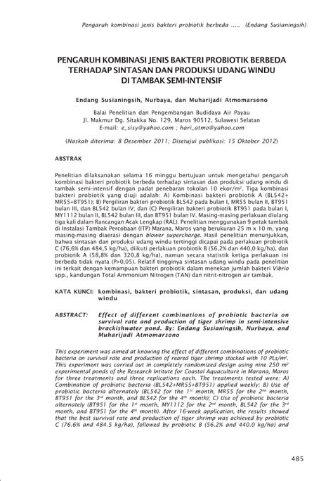 PDF PENGARUH KOMBINASI JENIS BAKTERI PROBIOTIK BERBEDA TERHADAP