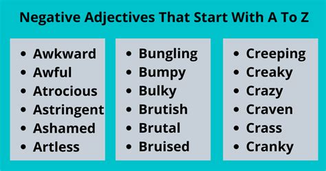 List Of 1300+ Negative Adjectives That Start With A To Z-Negative ...