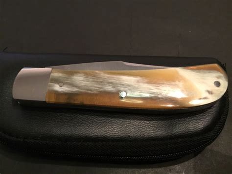 Custom John H Lloyd Horn Barehead Trapper Slipjoint Folder Folding