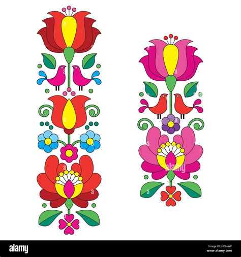 Seamless Kalocsai Embroidery Hungarian Floral Folk Art Pattern Stock