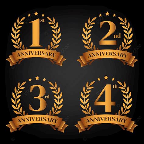 Golden Wedding Anniversary Vector Png Images Set Of Golden Anniversary