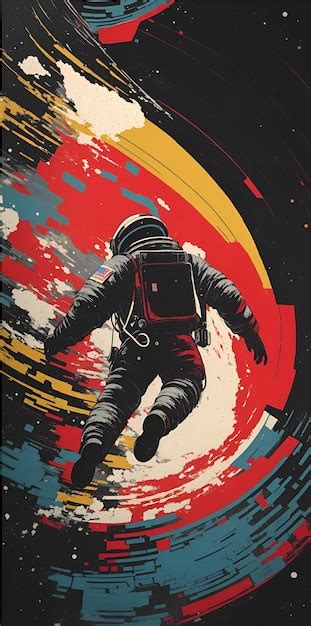 Una ilustración de un astronauta en el espacio con un fondo de arco