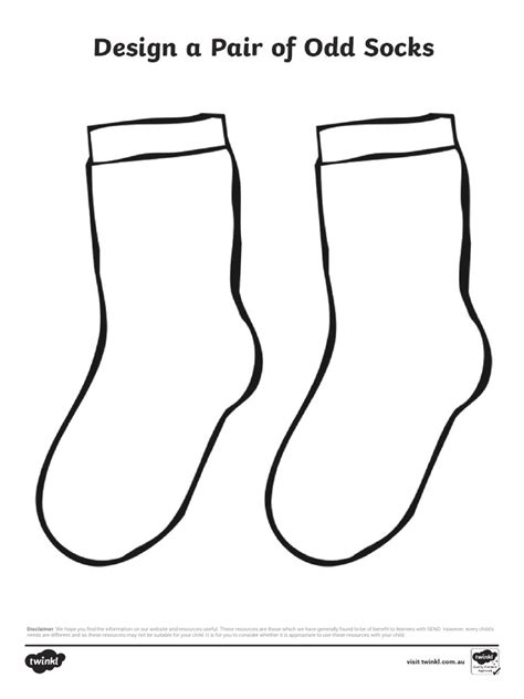 Design A Pair Of Odd Socks Sock Template Pdf