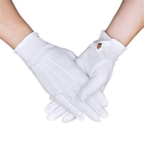 Parade Gloves White Cotton Formal Tuxedo Costume Honor Guard Gloves With Snap Cuff