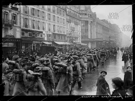 World War I. Naval fusiliers back from the front, heading