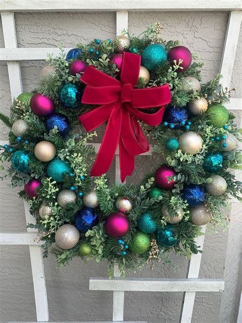 Christmas Wreath, Multicolor Wreath, Modern Wreath, Wreaths for Front ...