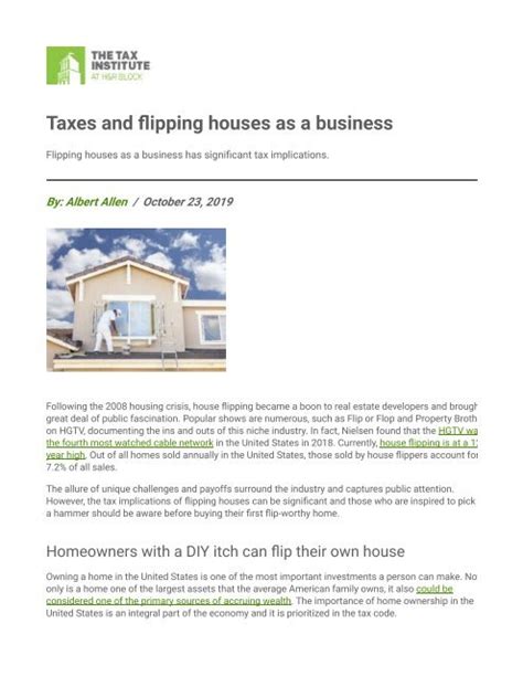 Taxes And Flipping Houses