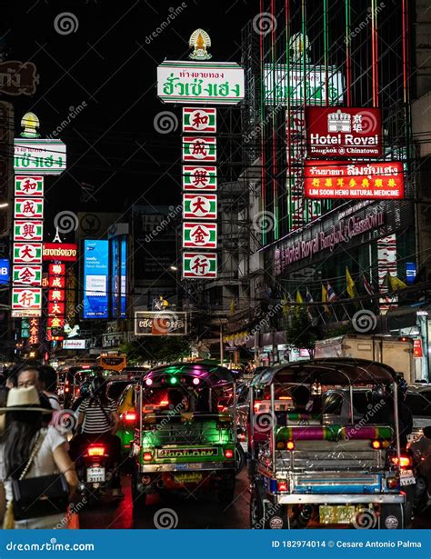 The Image Of Yaowarat Road The Main Artery Of Bangkok Chinatown