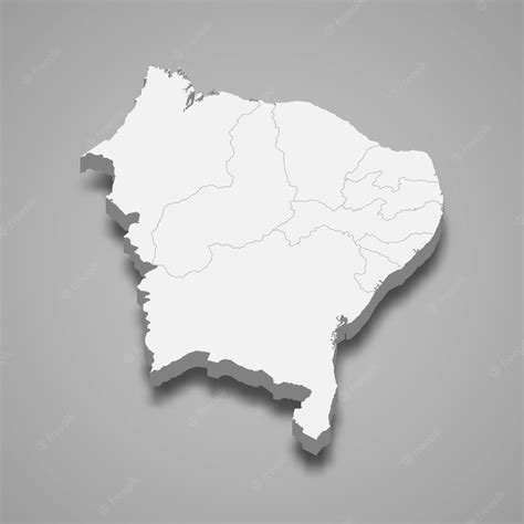 Mapa Isométrico 3d Região Nordeste Do Brasil Vetor Premium