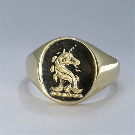 Unicorn Intaglio Gold Signet Ring Chique To Antique Jewellery