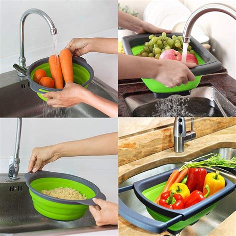 3Pcs Opvouwbare Siliconen Vergiet Fruit Groente Wa Grandado