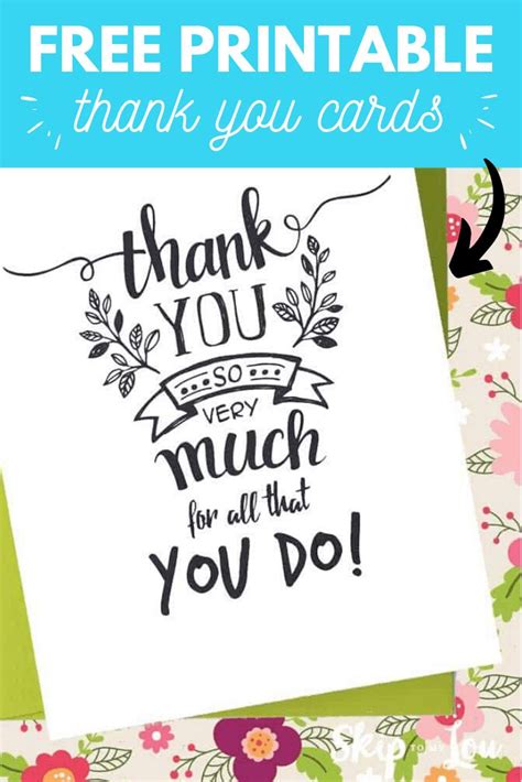 Free Printable Thank You Cards | Skip To My Lou