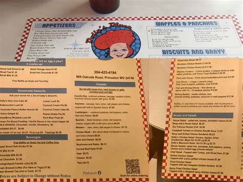 Menu at Dolly's Diner restaurant, Princeton, 909 Oakvale Rd