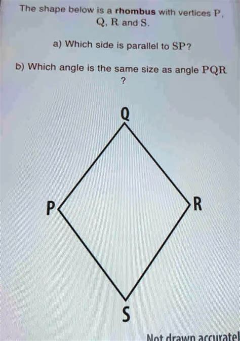 SOLVED The Shape Below Is Rhombus Wilh Vertices P R And S A Which