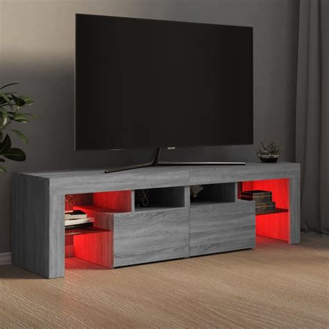 Meuble Tv Avec Lumi Res Led Pwshymi Contemporain Design Sonoma