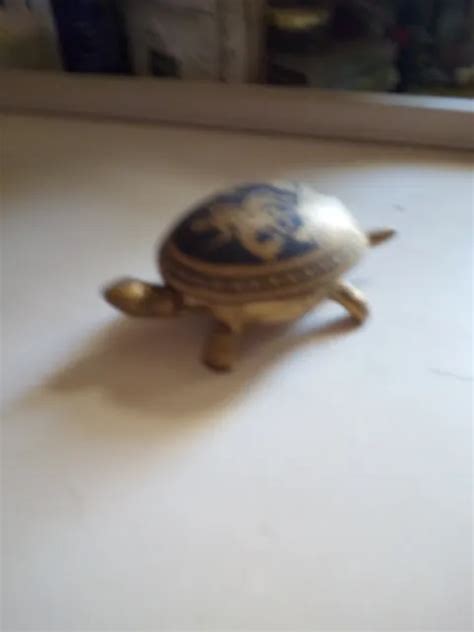 ANCIENNE SONNETTE DE table cloche de service tortue Damasquinée de