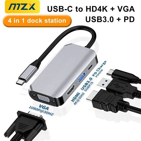 Jual MZX 4in 1 USB 3 0 Hub Docking Station HDMI Compatible VGA Splitter