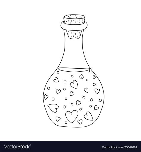 Love Potion Bottle Outline Royalty Free Vector Image