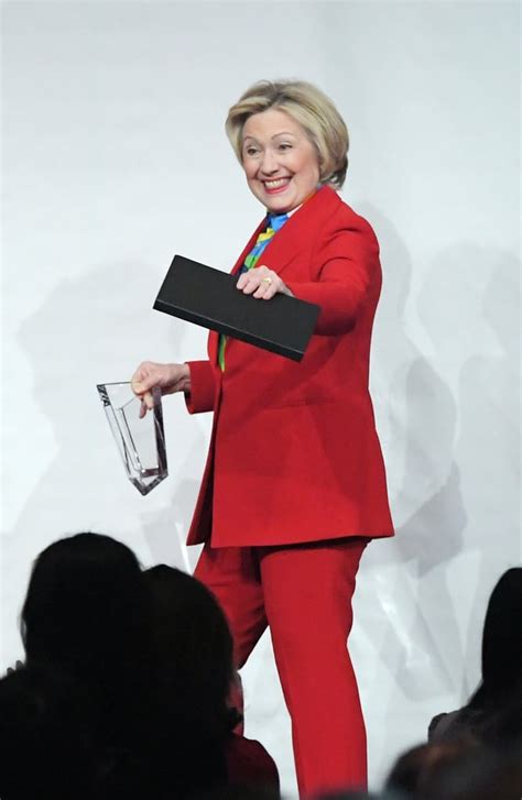 Hillary Clinton Red Pantsuit At Girls Inc Luncheon 2017 Popsugar Fashion