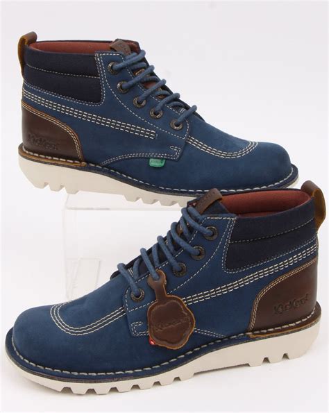 Kickers Kick Hi Mash Up Boot Blue Kickers At 80s Casual Classics