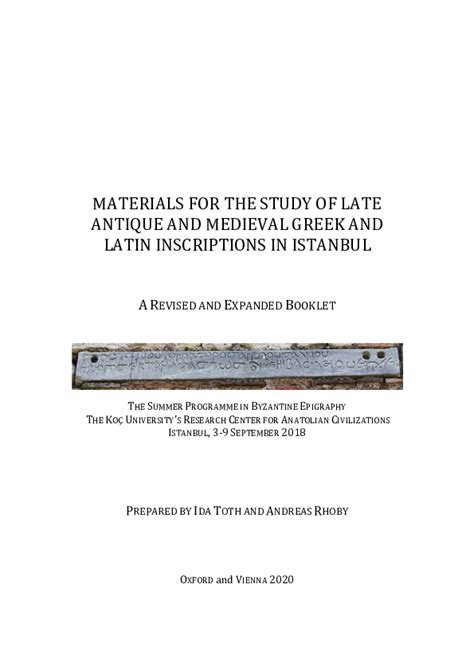 (PDF) The Epigraphy of Small Finds from Theodosian Harbor/Yenikapi, Istanbul Excavation: Some ...