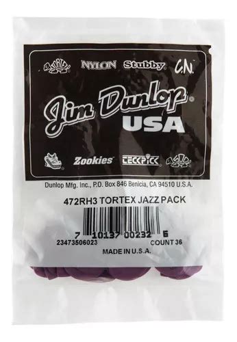 Plumillas Dunlop Tortex Jazz Morado Rh Color Morado