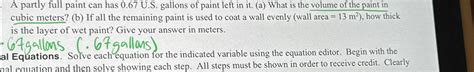 solved  partly full paint     gallons  cheggcom