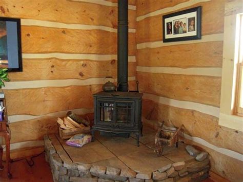 Wood Stove On Raised Hearth Love Little Cabin Homes Pinterest