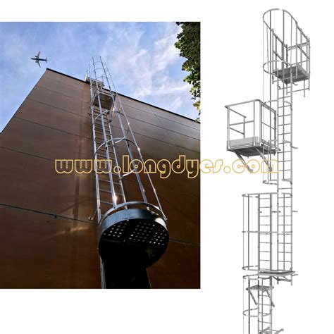 Lightweight Weight And Anit Rust Multi Section Fixed Ladder Fall Protection Fixed Ladder And