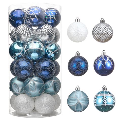 Valery Madelyn 30ct 60mm Winter Wishes Silver And Blue Christmas Ball